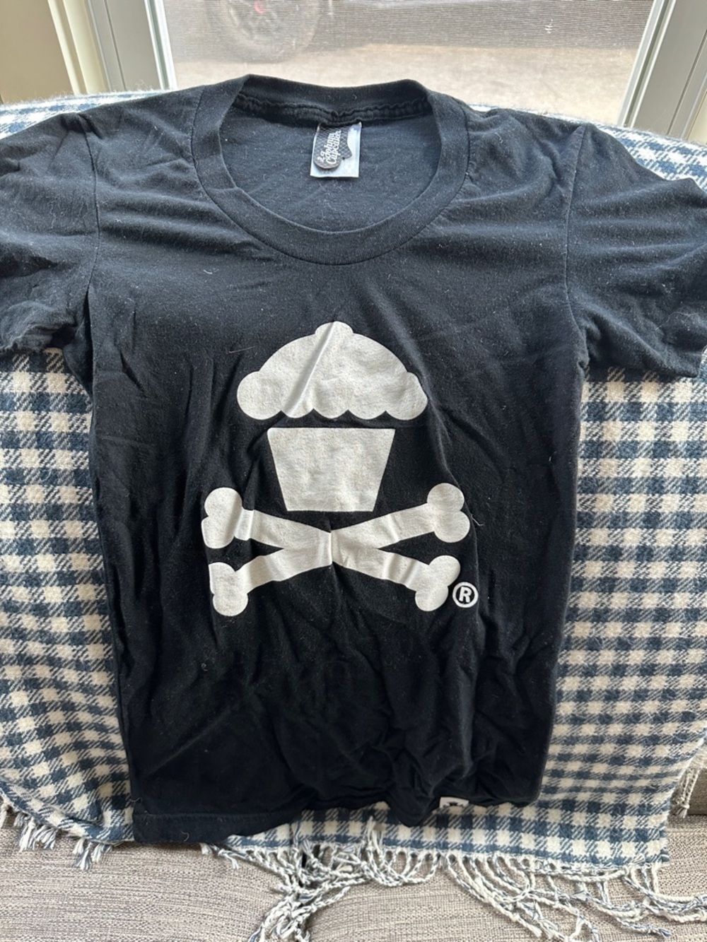 Johnny Cupcakes Black Tee with White Cupcake-and-Crossbones Graphic